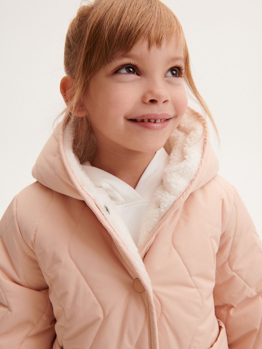 Insulated jacket with hood - beige - RESERVED - 6