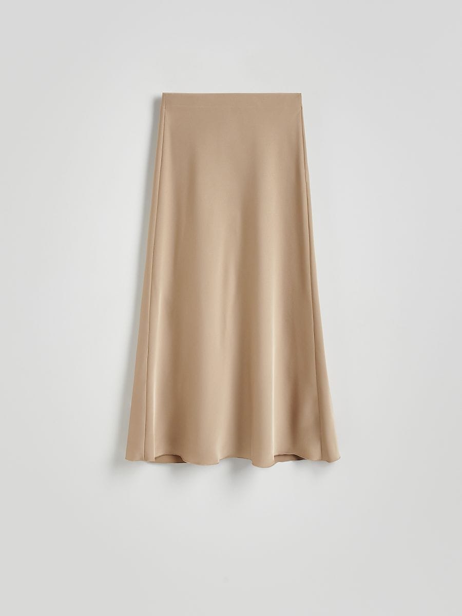 Satin maxi skirt - Beige - RESERVED