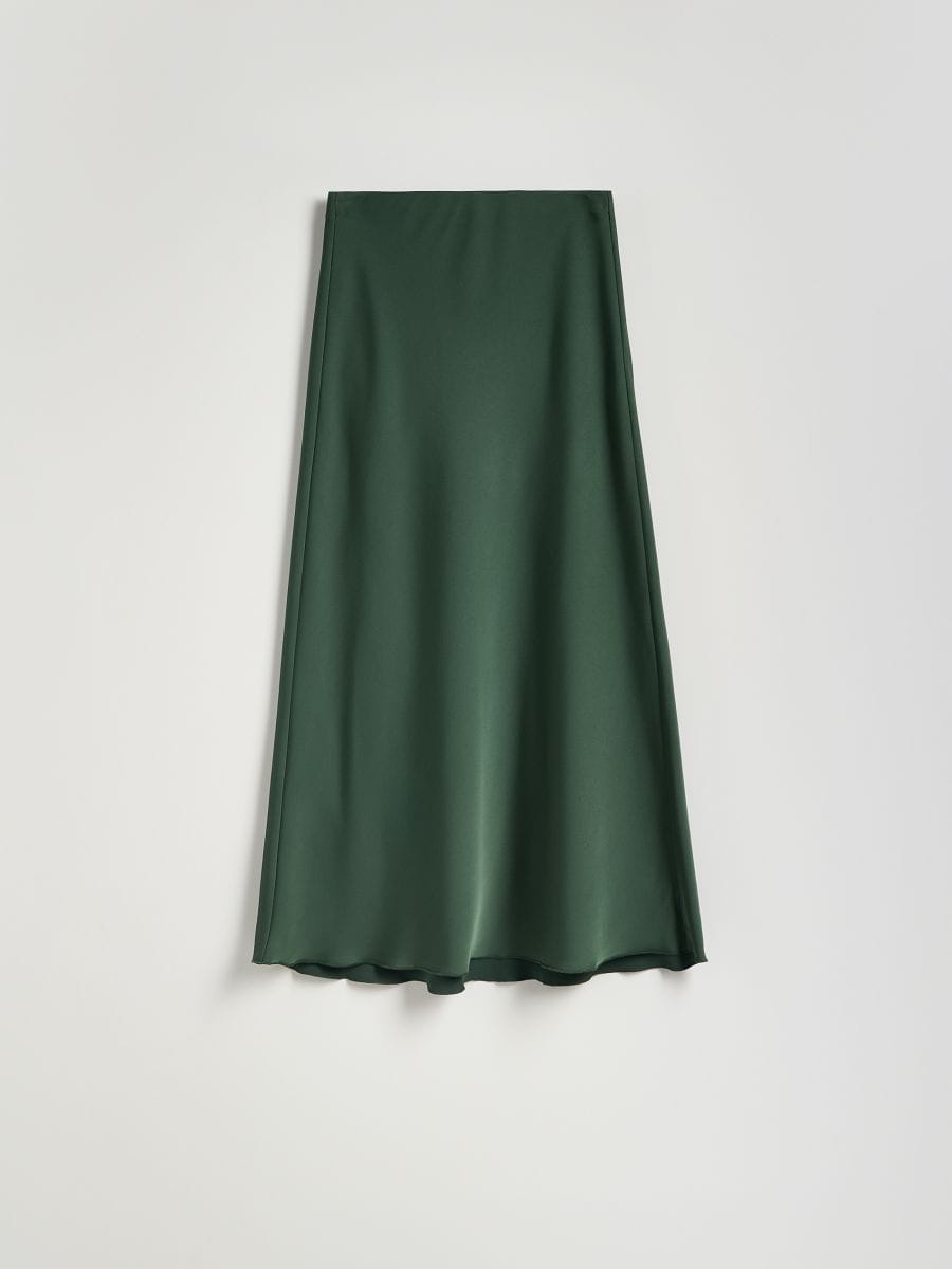 Satin maxi skirt - vert foncé - RESERVED