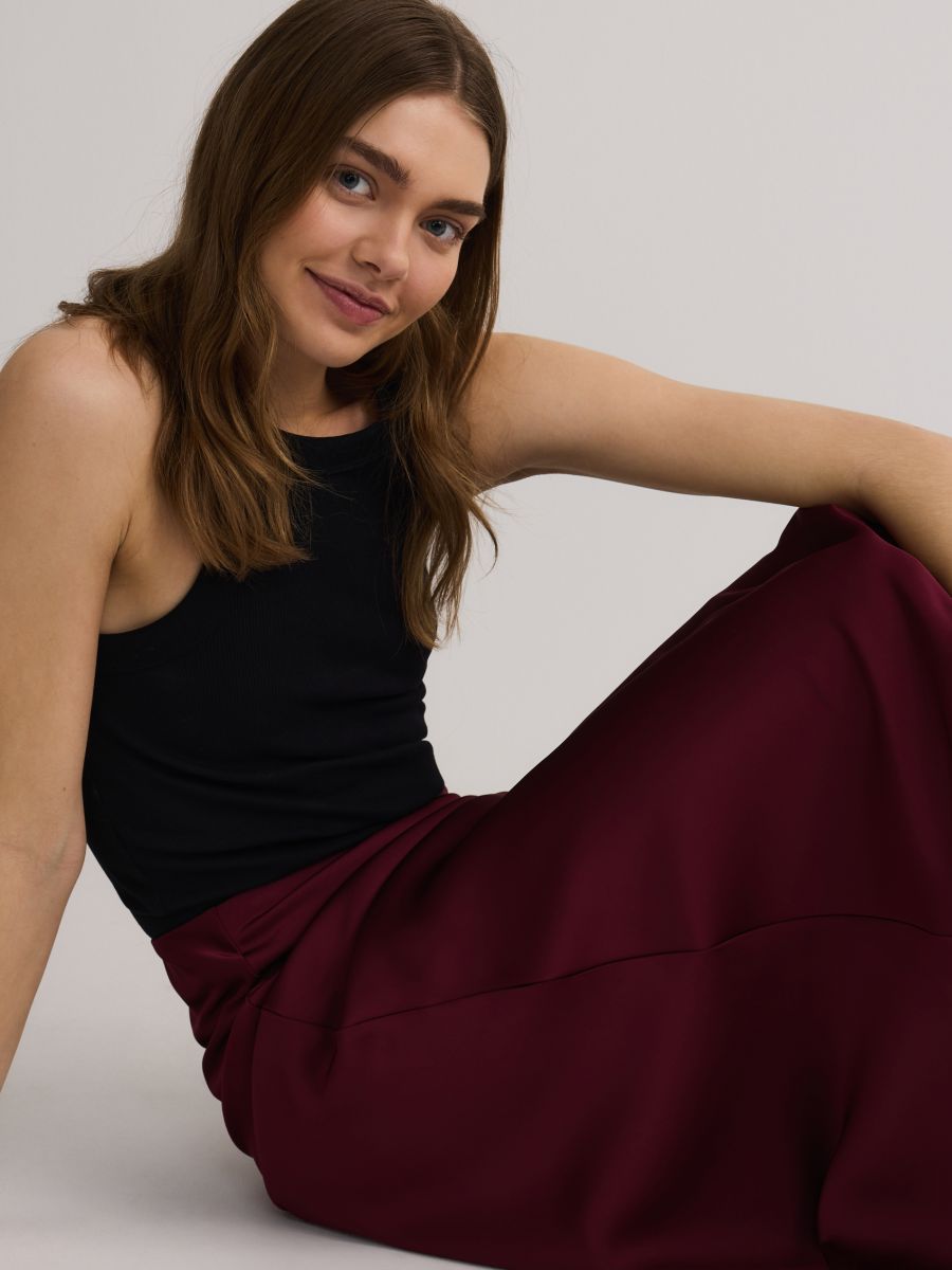 Satenska maxi suknja - bordo - RESERVED - 4