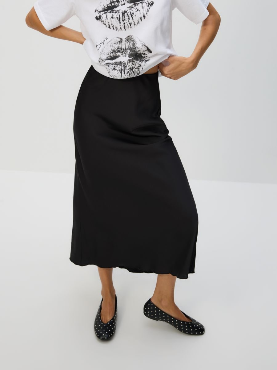 Satin maxi skirt - noir - RESERVED