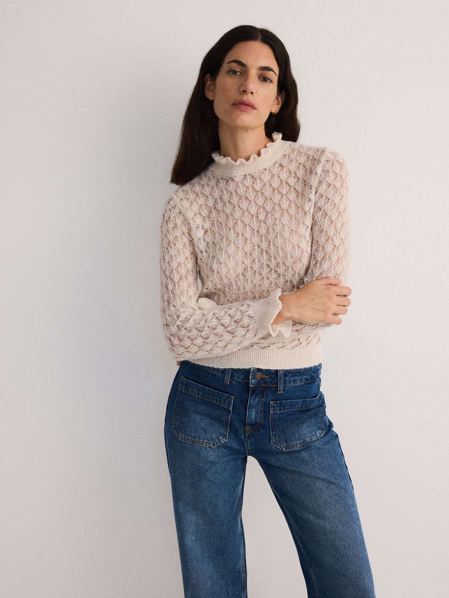 Openwork wool blend jumper - nude - RESERVED