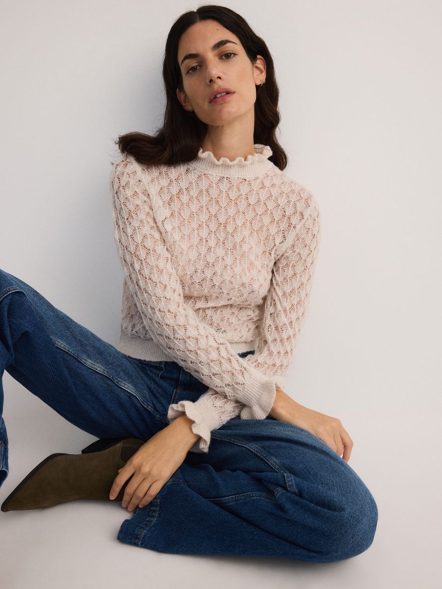 Openwork wool blend jumper - nude - RESERVED - 2