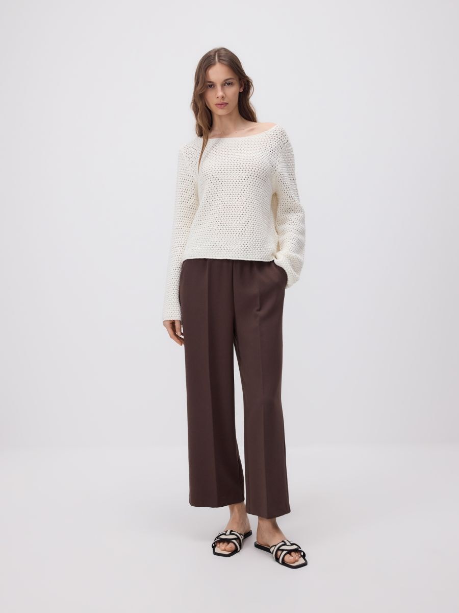 Trousers with pressed crease - dark brown - RESERVED - 2