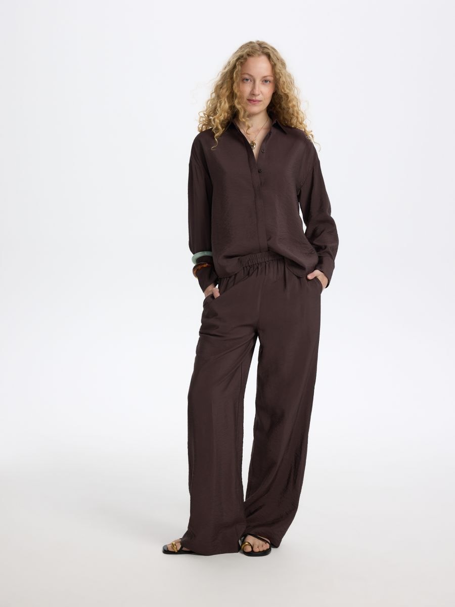 Loose pants - dark brown - RESERVED