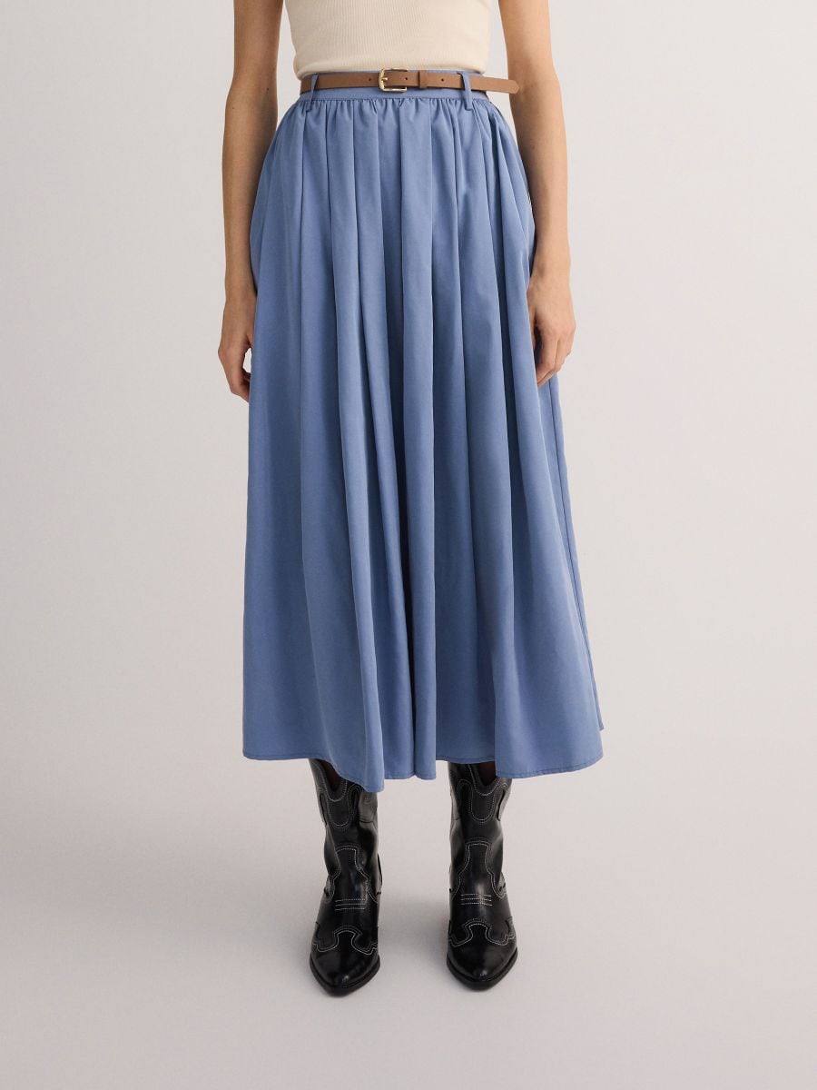 Skirt with belt - steel blue - RESERVED