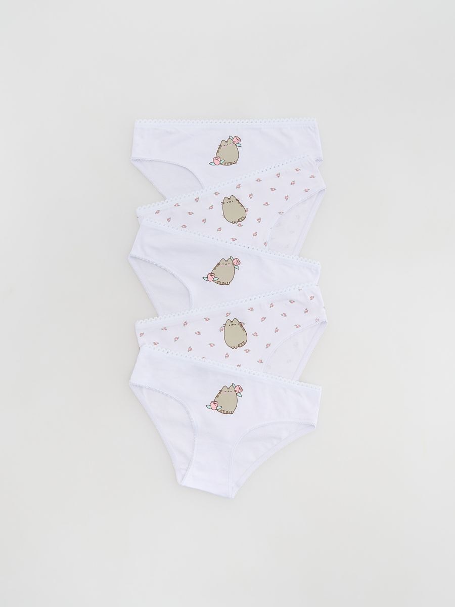 Pakovanje od 5 pari gaćica s visokim sadržajem pamuka Pusheen - belo - RESERVED