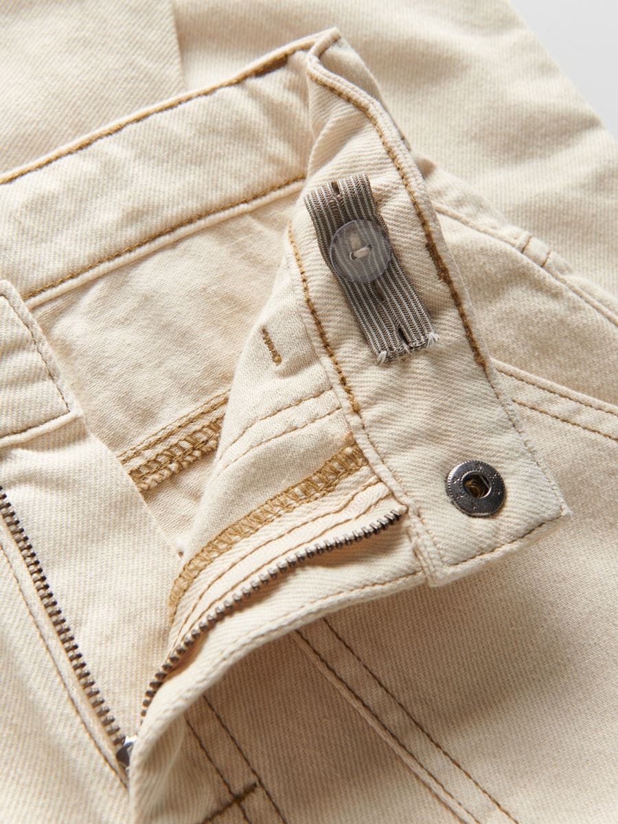 Trousers with contrasting stitching - cream - RESERVED - 5