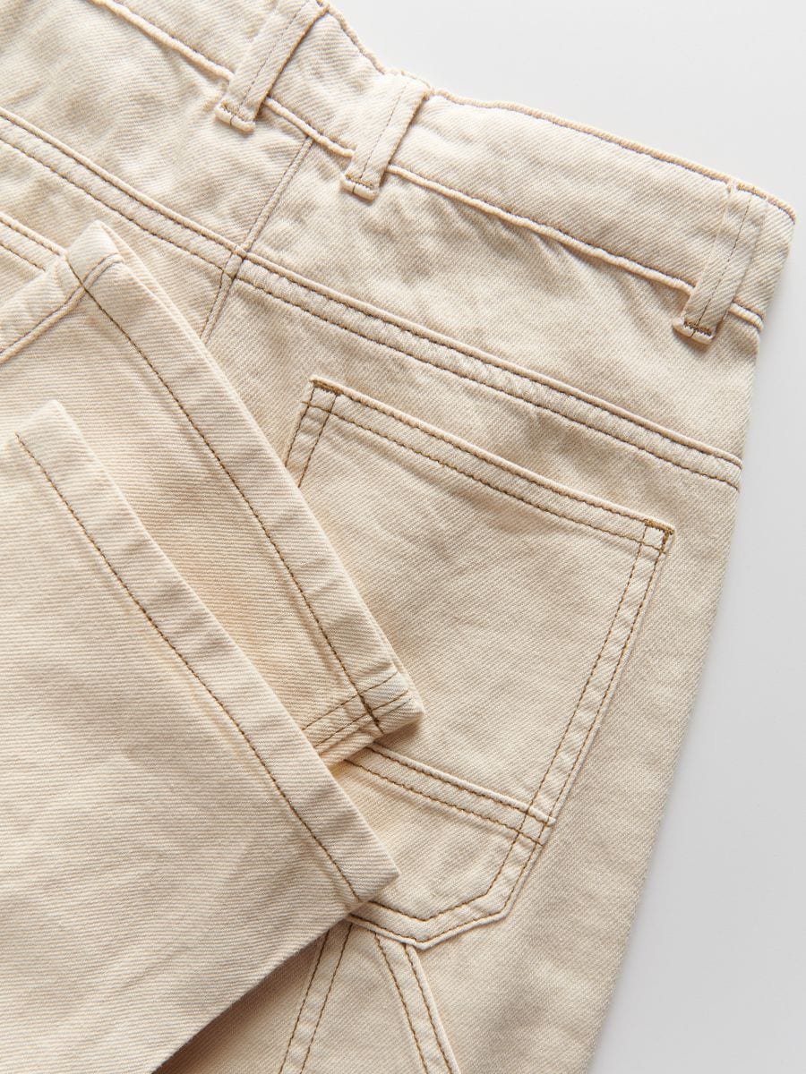 Trousers with contrasting stitching - cream - RESERVED - 6