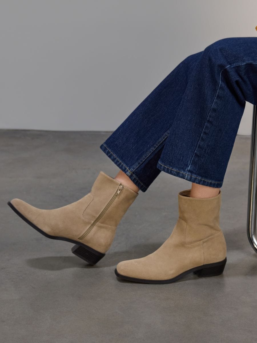Ankelboots i läder - BEIGE - RESERVED - 2