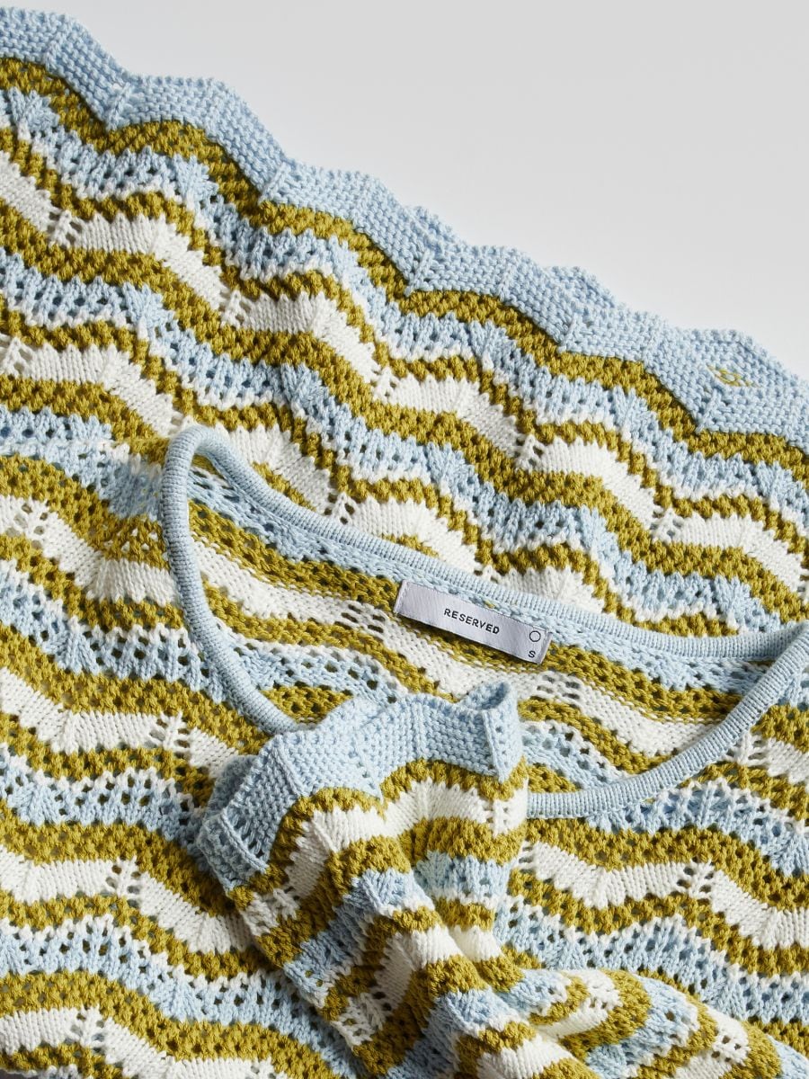 Bawełniany sweter w paski - jasnoniebieski - RESERVED - 7