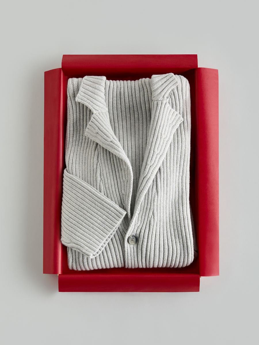 Кардиган з вовняної суміші - світло-сірий - RESERVED