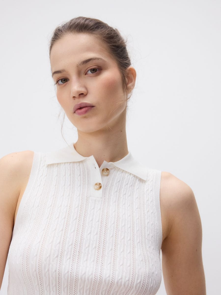 Knit top with collar - white - RESERVED - 3