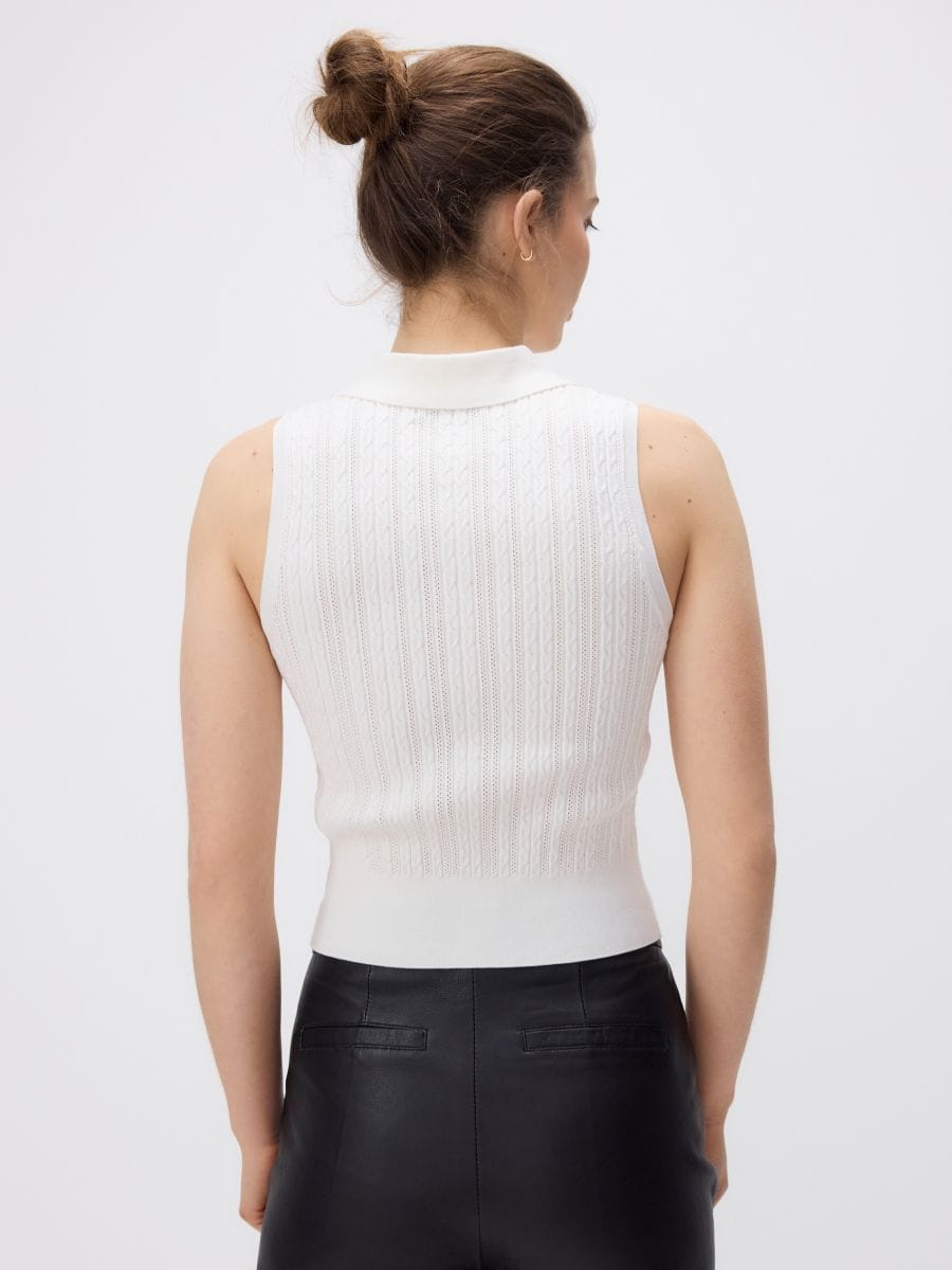 Knit top with collar - white - RESERVED - 4