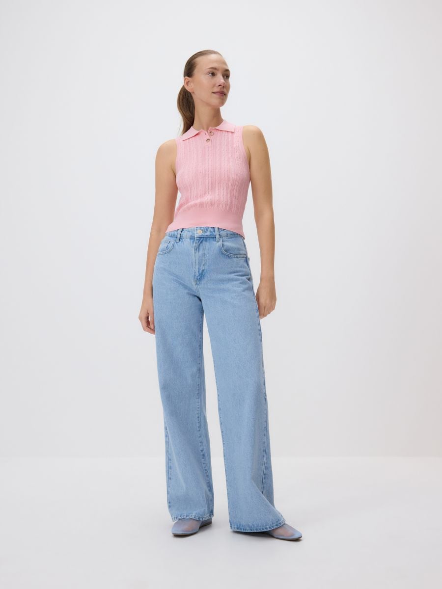 Knit top with collar - pastel pink - RESERVED - 4