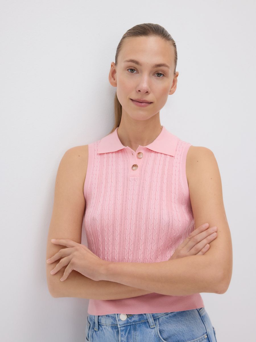 Knit top with collar - pastel pink - RESERVED - 3