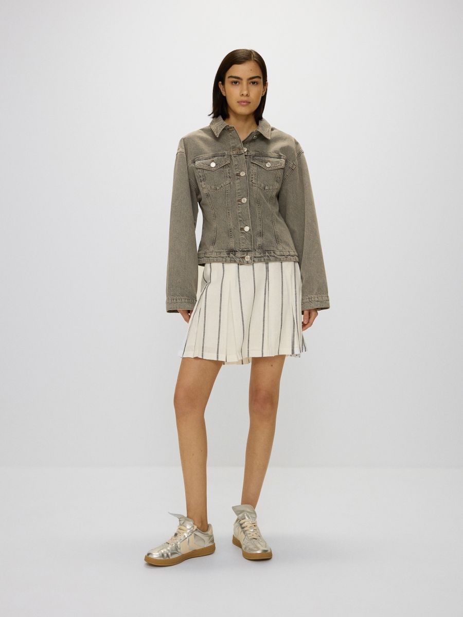 Pleated mini skirt - cream - RESERVED - 2