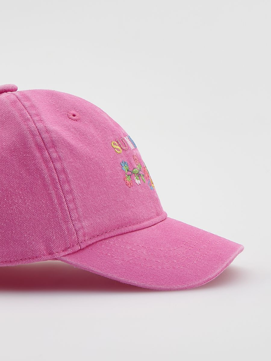 Cap with embroidery - fuchsia - RESERVED - 2