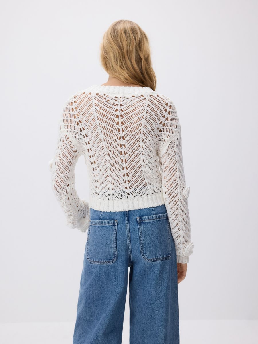 Pullover mit Rosen - weiß - RESERVED - 4