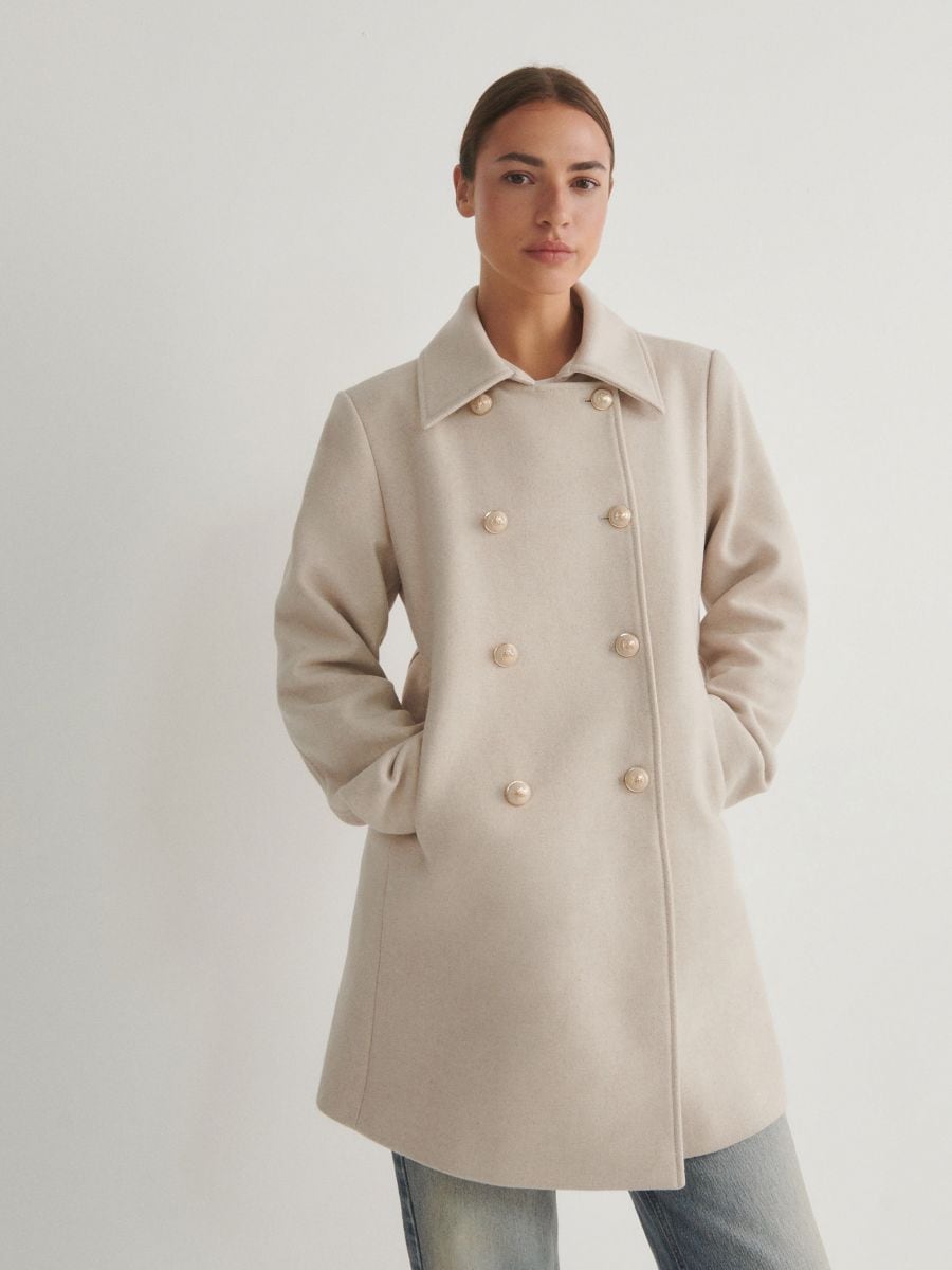 Coat with decorative buttons - nude - RESERVED - 3