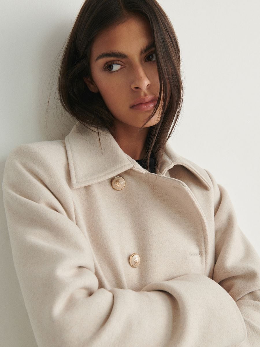 Coat with decorative buttons - nude - RESERVED - 4