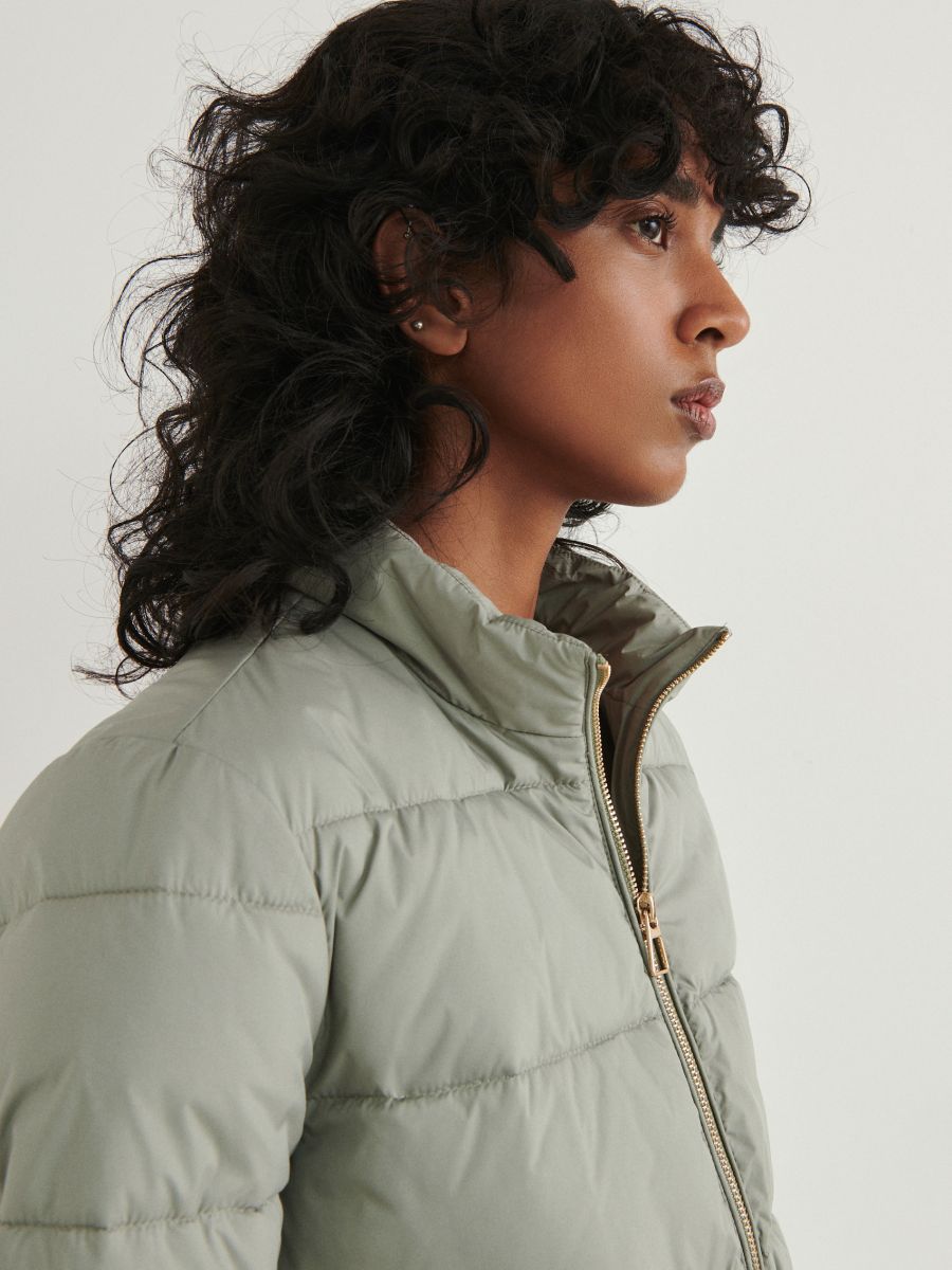 Cropped quilted jacket Color pale green RESERVED 1108T 07X