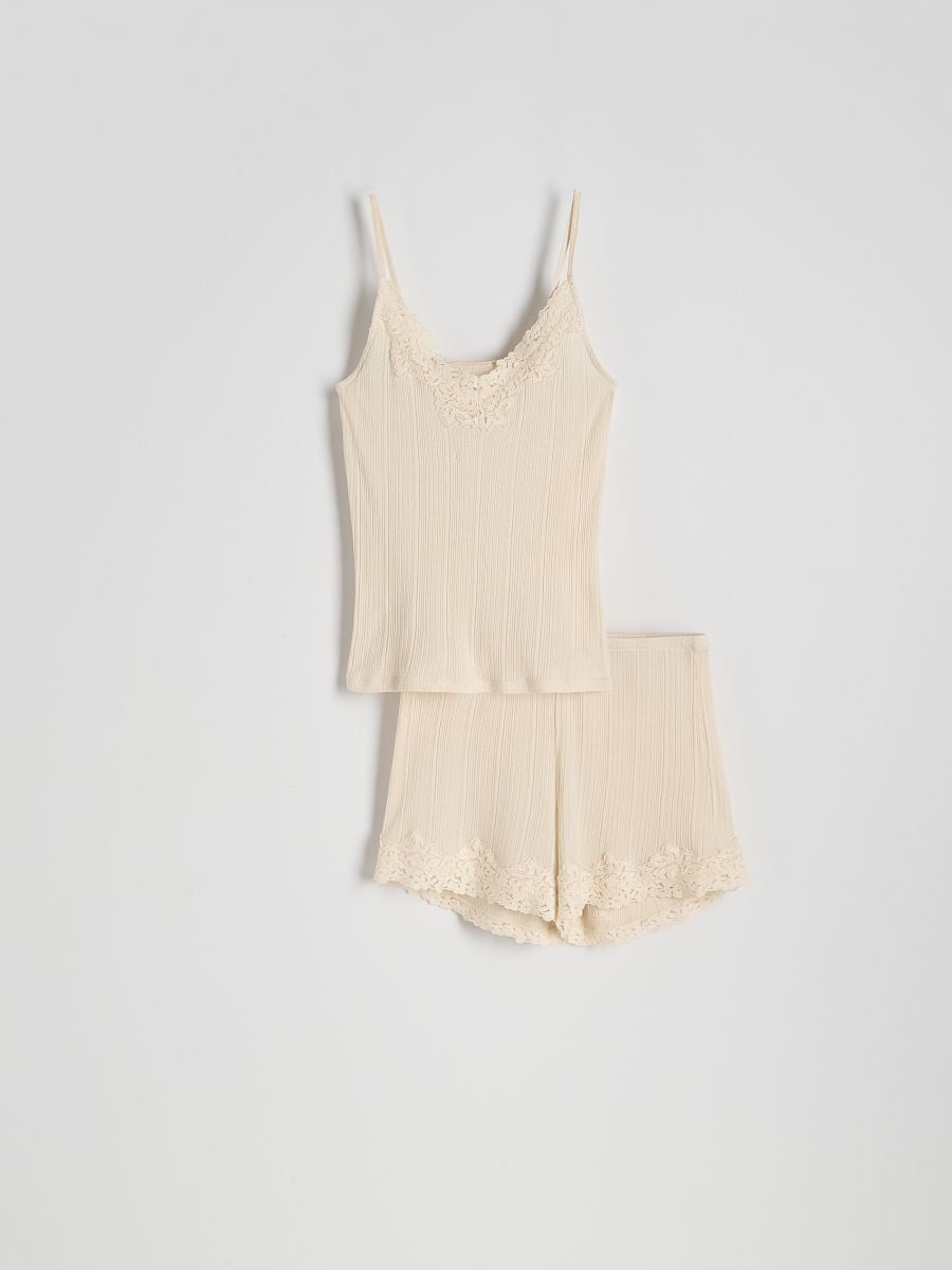 Two piece pyjama set with embroidery - beige - RESERVED - 4