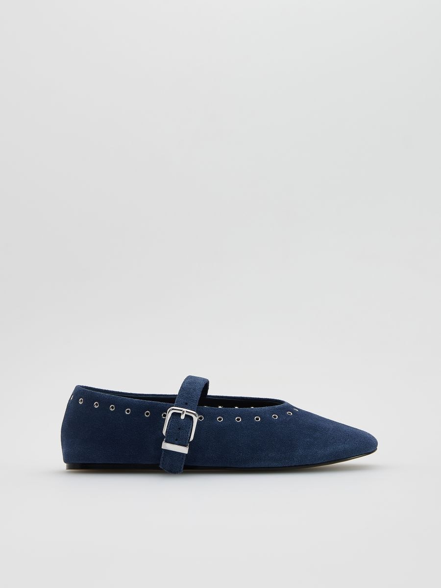 LADIES` BALLERINAS - steel blue - RESERVED