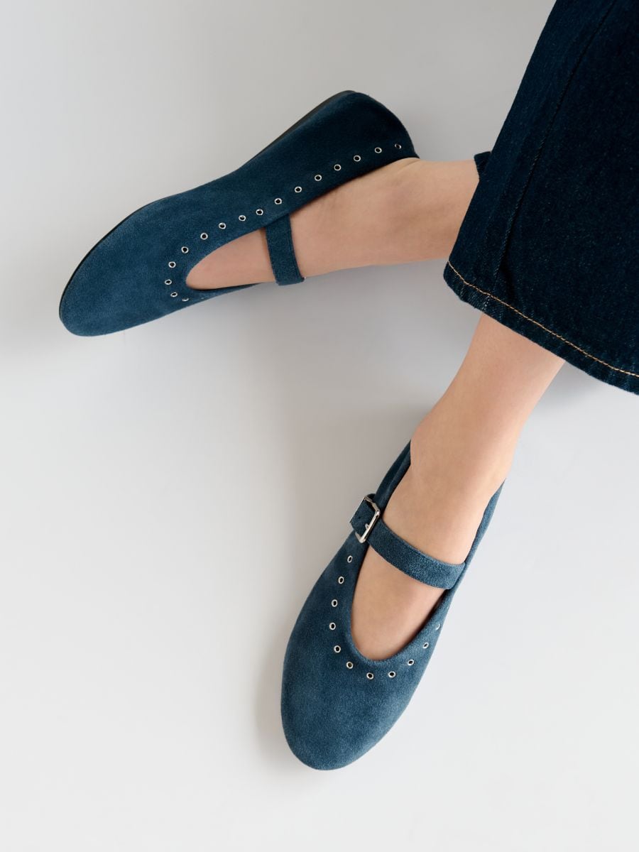 LADIES` BALLERINAS - steel blue - RESERVED