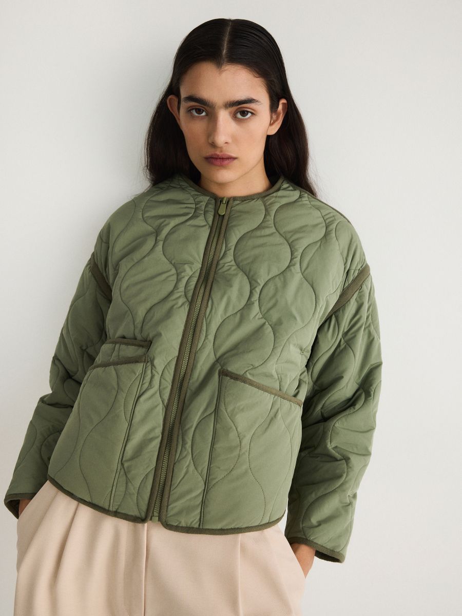 Cropped quilted jacket Color light green RESERVED 1111T 70X