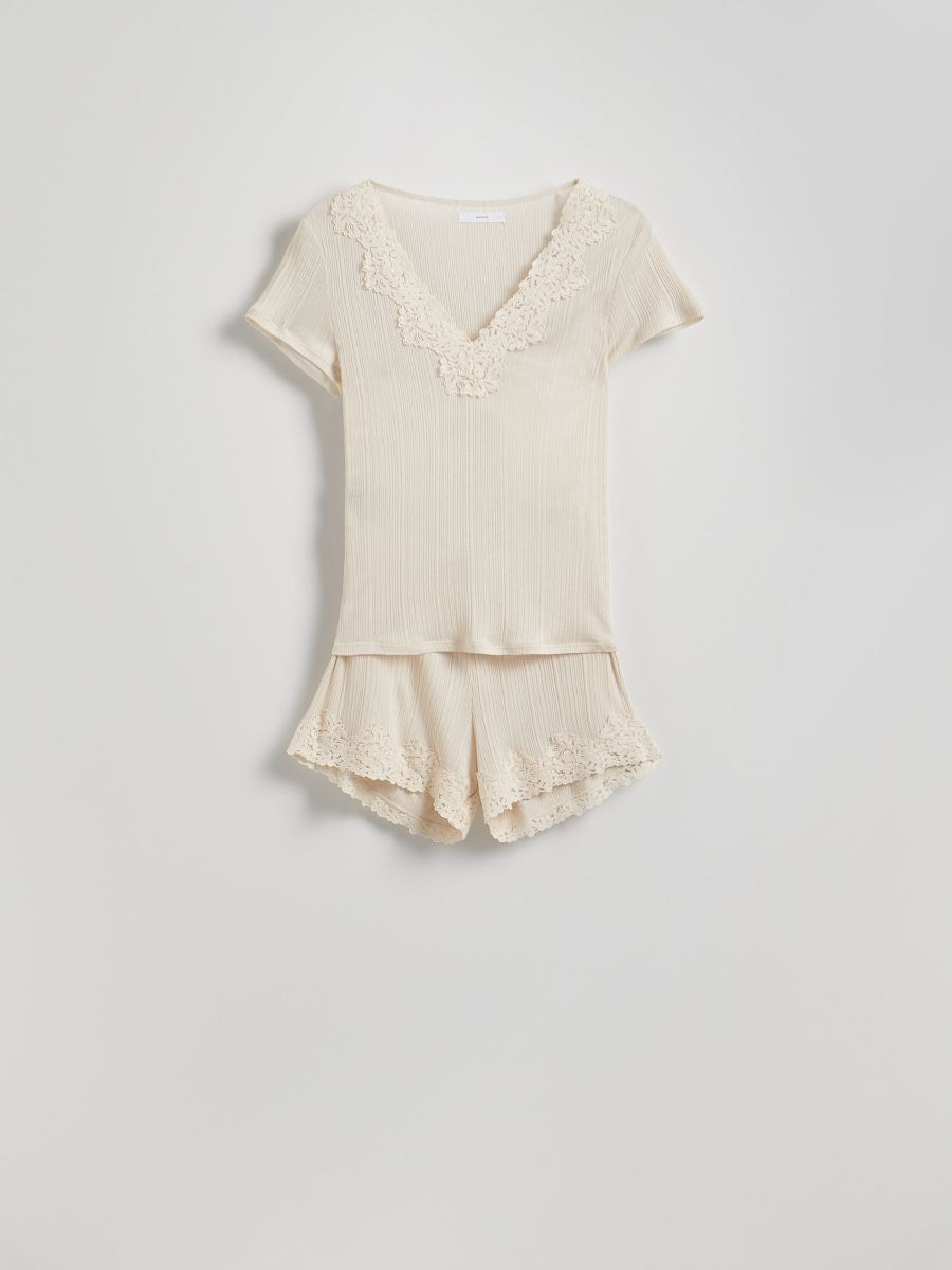Viscose blend two piece pyjama set - beige - RESERVED - 4