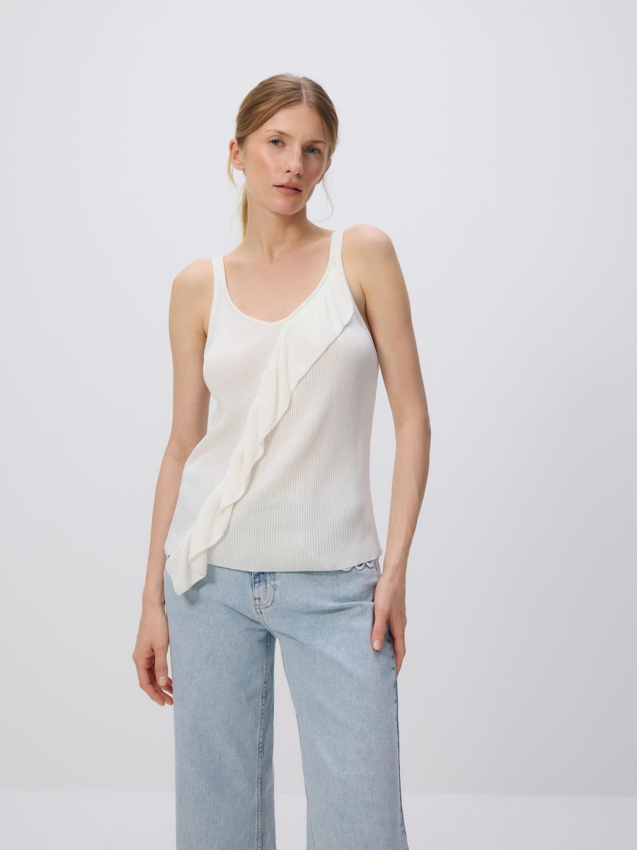 Ruffle top - cream - RESERVED - 3