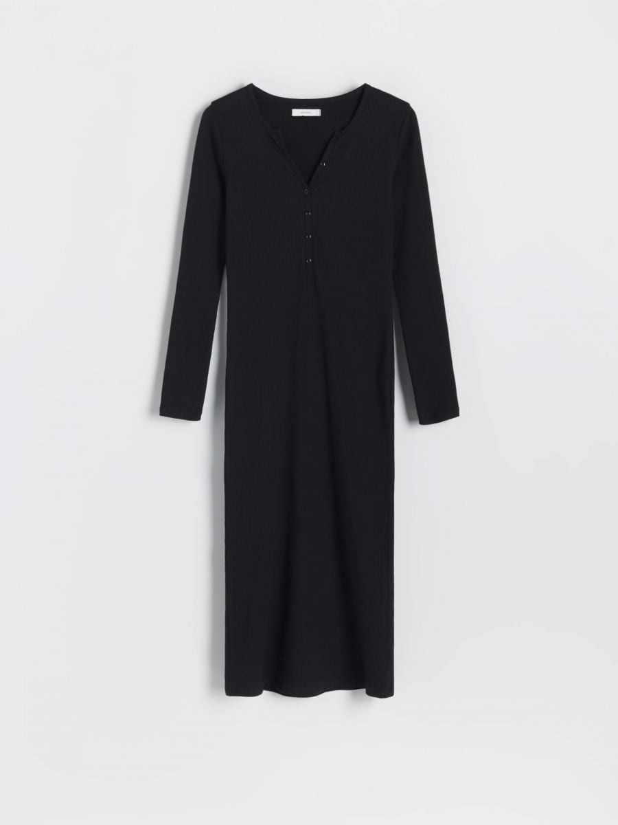 Robe midi ajustée - Noir - RESERVED - 3