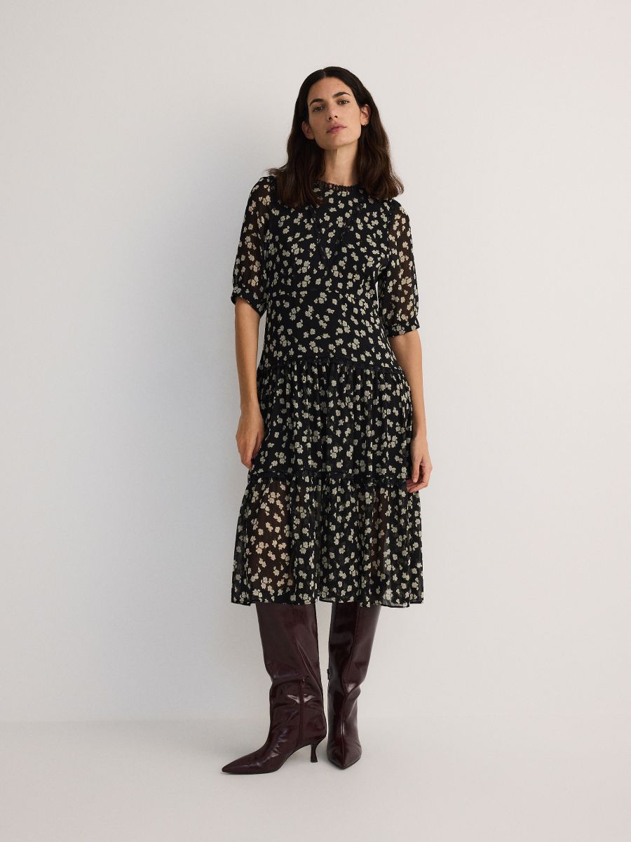 Patterned midi dress - multicolor - RESERVED - 3