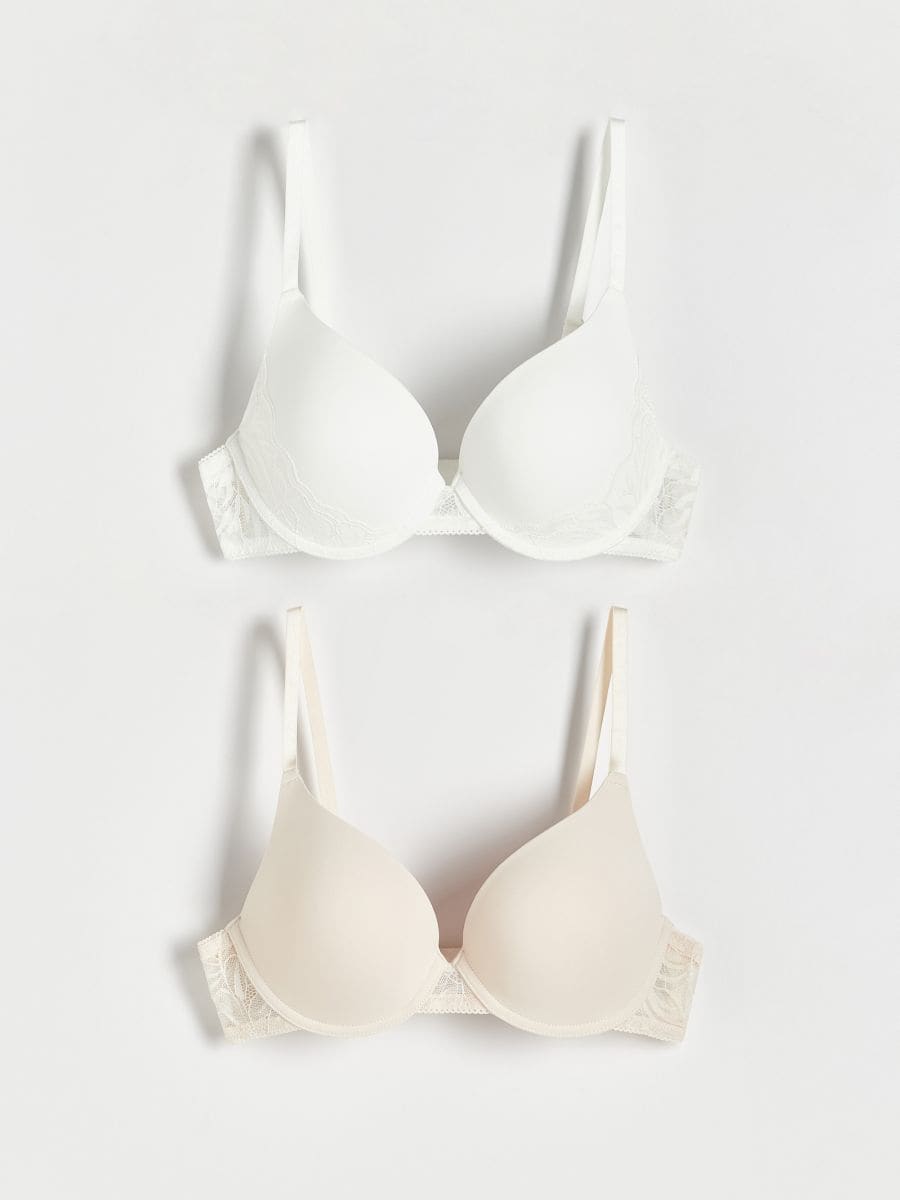 2er-Pack Push-up-BHs aus Baumwolle - creme - RESERVED