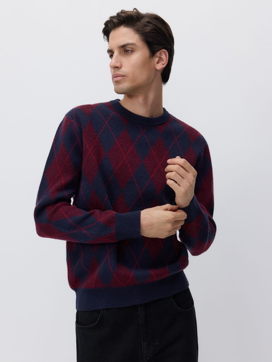 Jumper with wool blend - navy - RESERVED