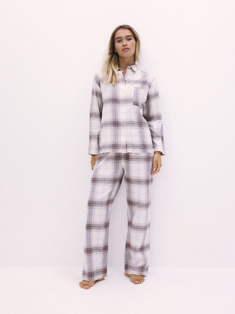 Two piece check pyjama set - beige - RESERVED - 3
