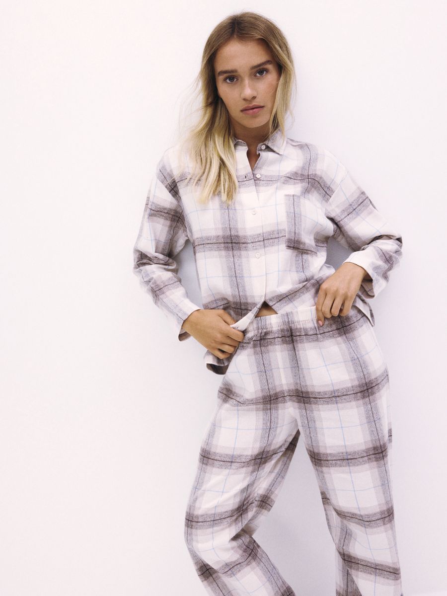 Two piece check pyjama set - beige - RESERVED - 5