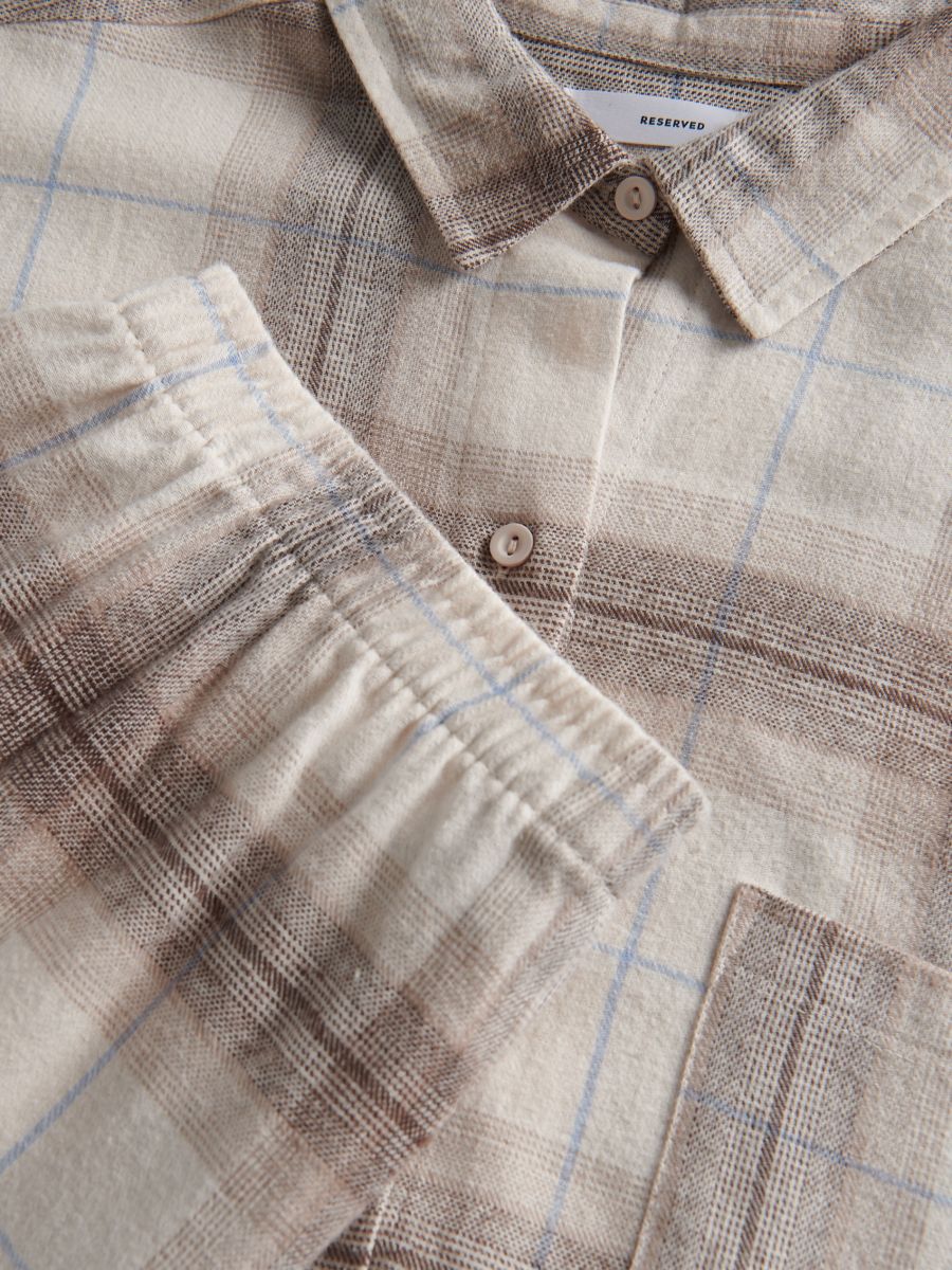 Two piece check pyjama set - beige - RESERVED - 2