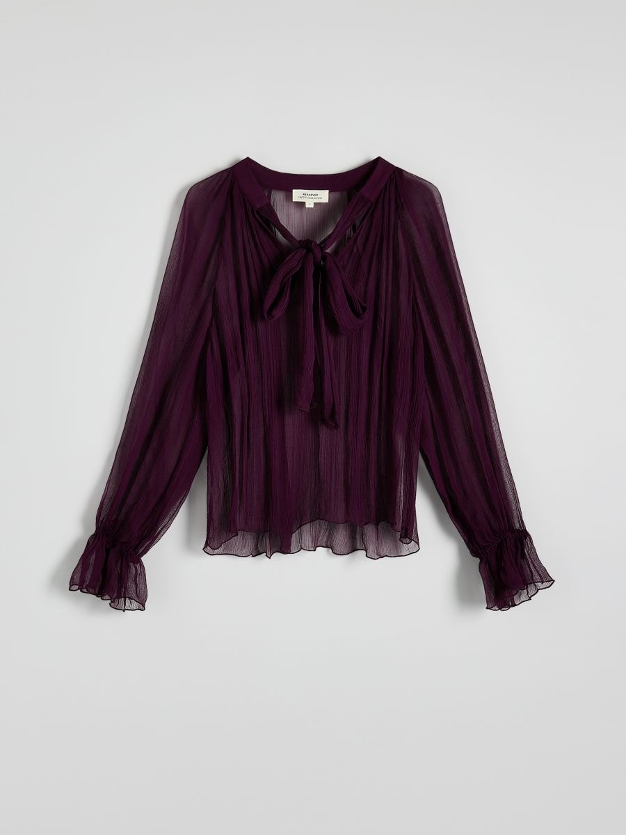 Netzbluse mit Bindedetail - mahagoni - RESERVED - 6