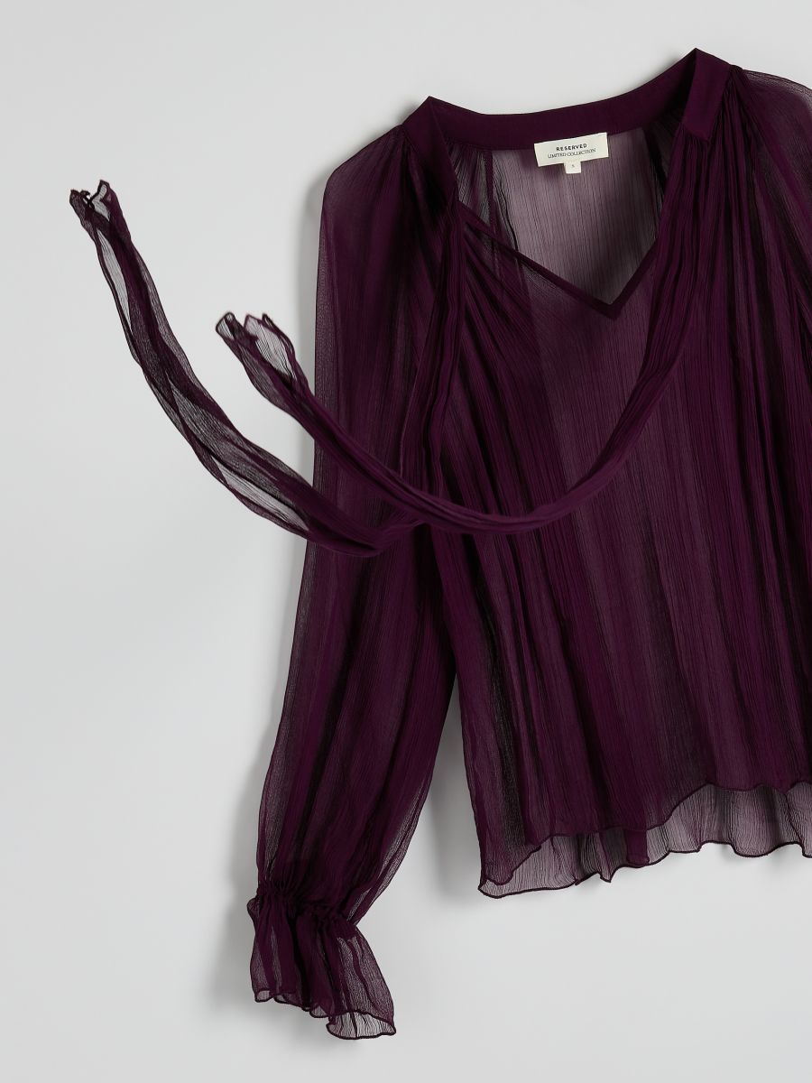 Netzbluse mit Bindedetail - mahagoni - RESERVED - 7