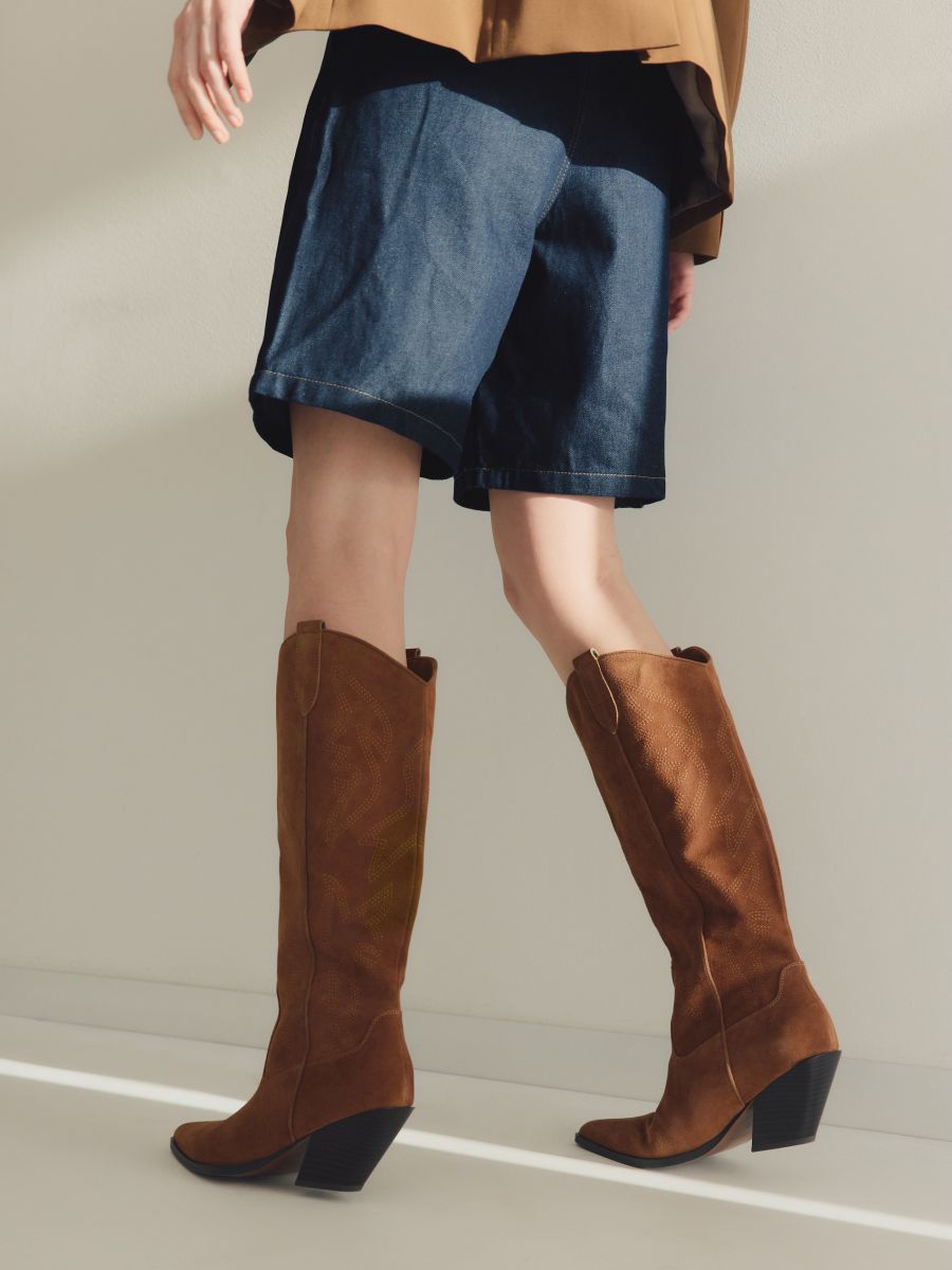 Bottes façon cowboy en daim - brun mordoré - RESERVED - 5
