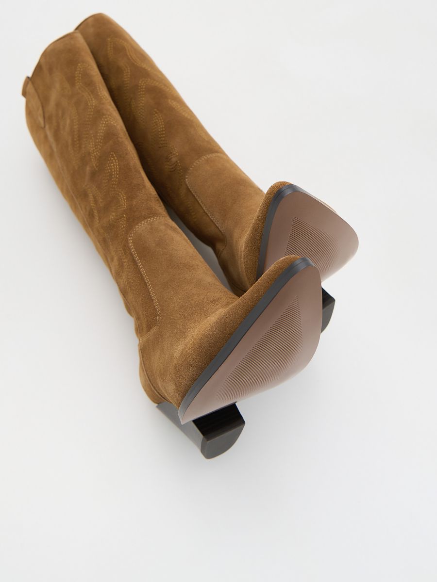 Bottes façon cowboy en daim - brun mordoré - RESERVED - 3