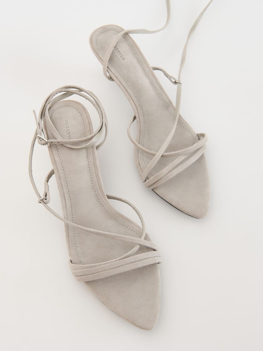 Grey suede sandals sale