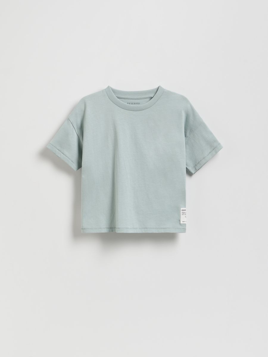 T-shirt med märke - BLÅ - RESERVED