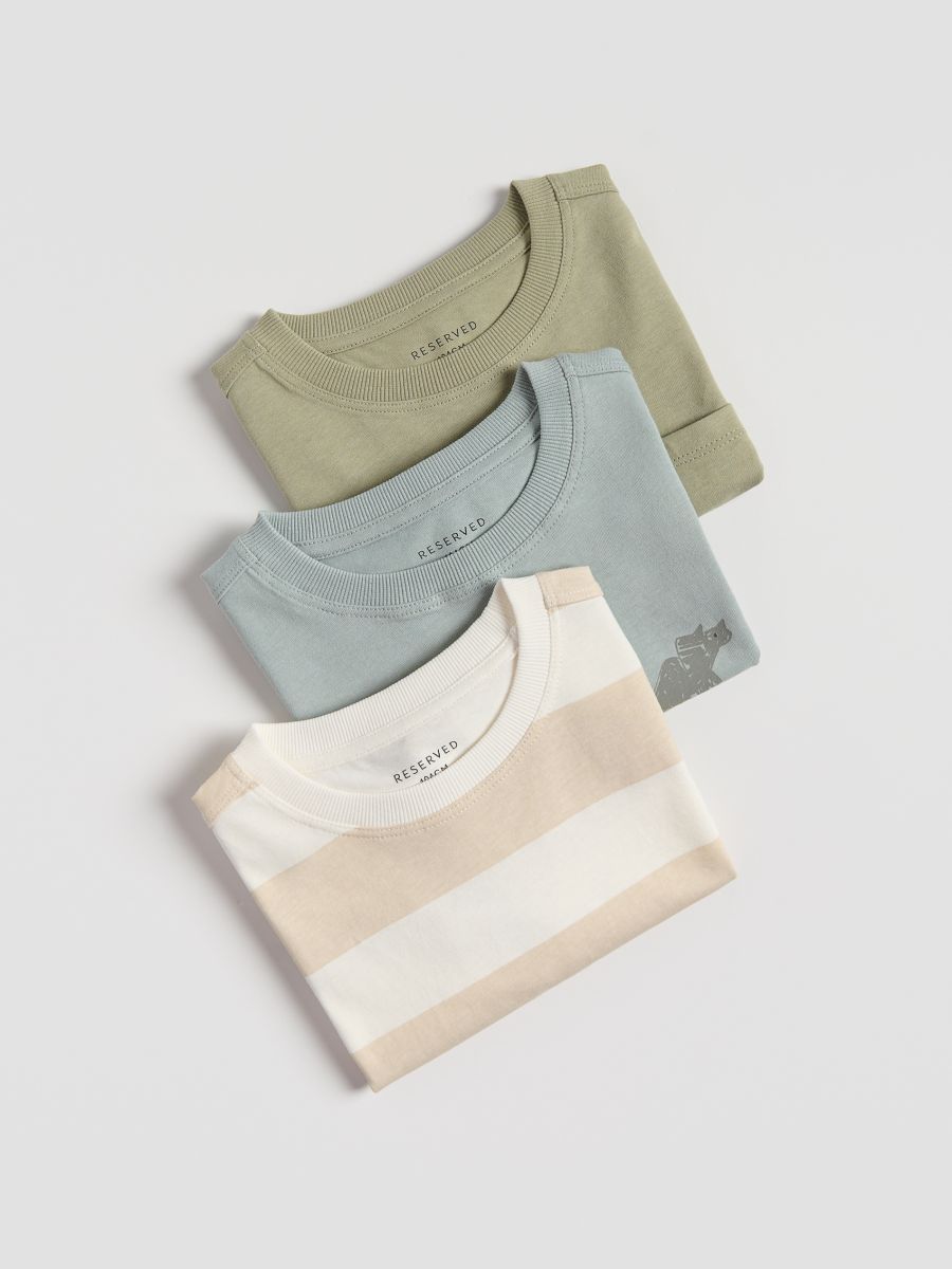 Camiseta de algodón 3 pack - amarillo claro - RESERVED