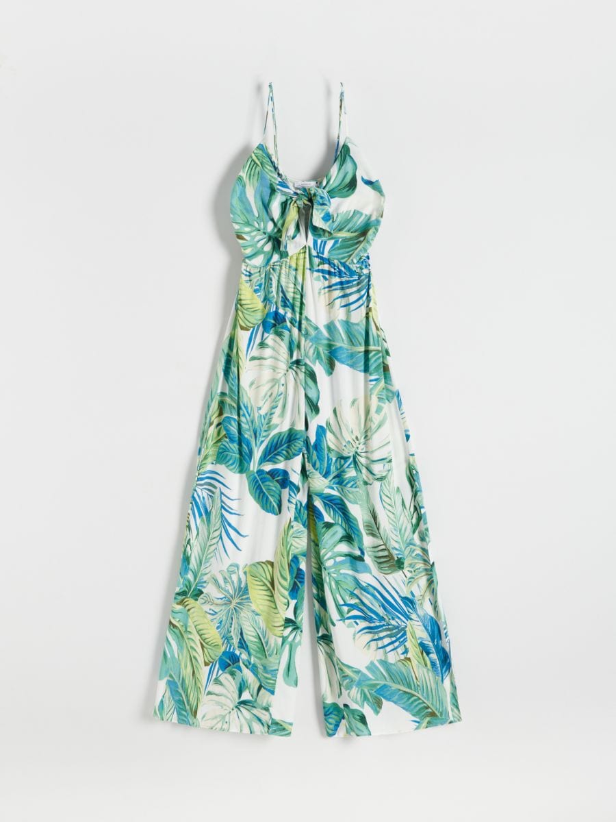 Patterned viscose jumpsuit - cream - RESERVED - 4