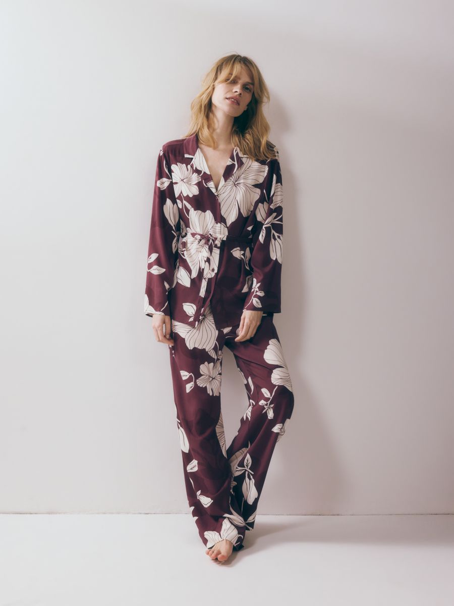 Two piece viscose pyjama set - mahogany - RESERVED - 2