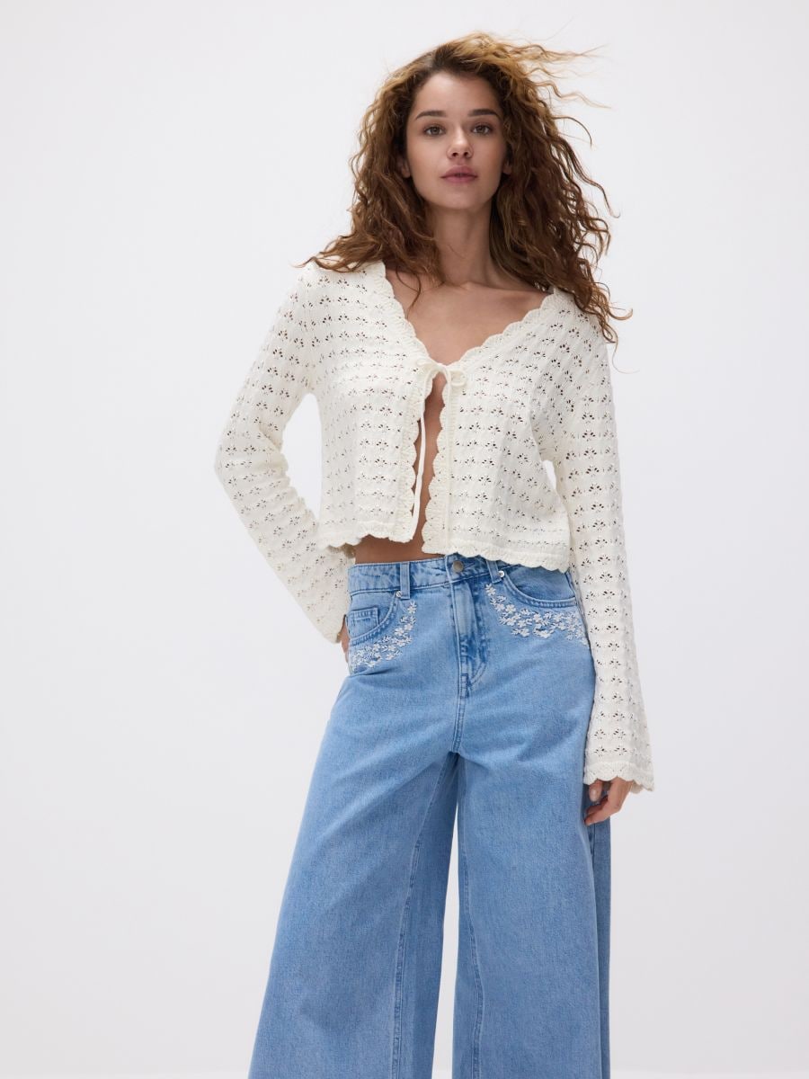 Openwork pattern cardigan - nude - RESERVED - 2