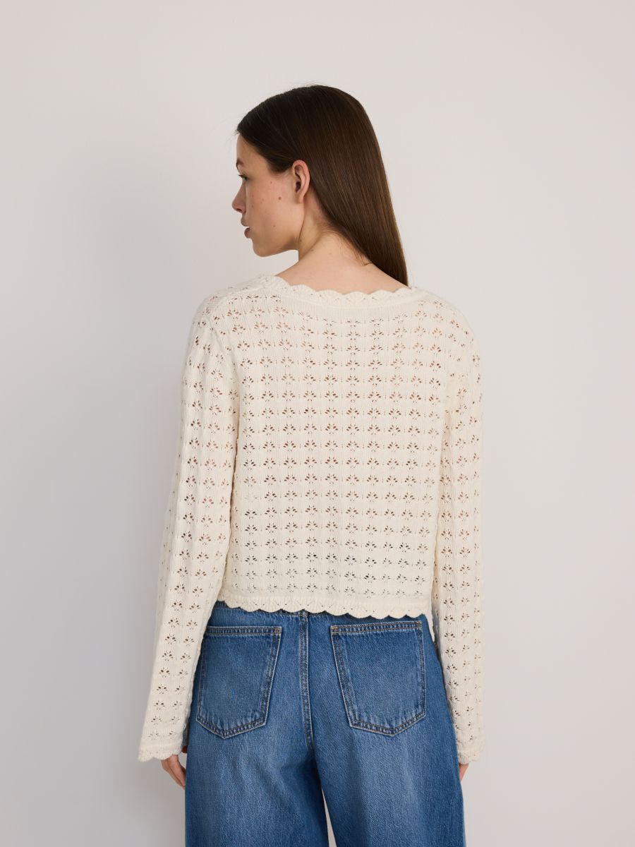 Openwork pattern cardigan - nude - RESERVED - 3